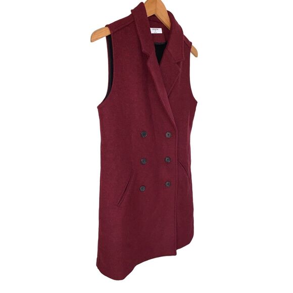 UNTUCKit Vera Double Breasted Wool Blend Vest in Burgundy Red Size S - Picture 4 of 10